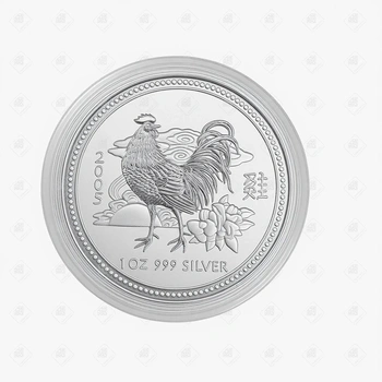 Серебряная монета Австралии «Год Петуха» 2005, серебро 999, вес 31.1 г.