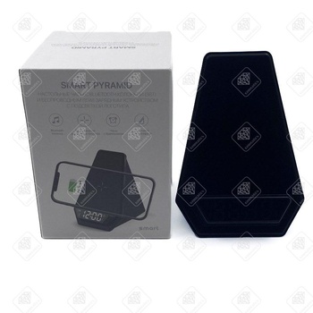 Настольная Bluetooth колонка (3Вт) "Smart Pyramid" с часами и беспроводным (15W) зарядным устройством