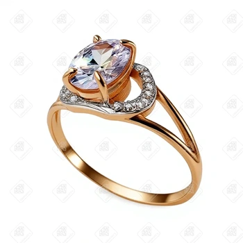 Кольцо с фианитами, золото 585 (14K), вес 2.28 г.