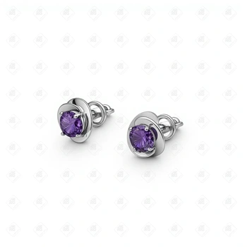 Серьги с Аметистами, серебро I категория 925, вес 1.97 г.
