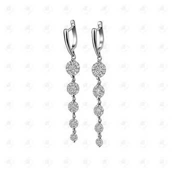 Серьги с Фианитами, серебро I категория 925, вес 7.4 г.