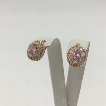 Серьги с камнями, золото 585 III Категория, вес 3.97 г.