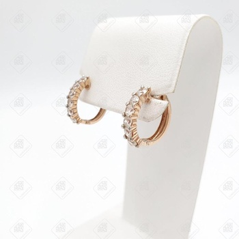 Серьги с фианитами, золото 585 III Категория, вес 3.5300 г.