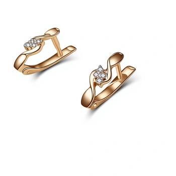 Серьги с бриллиантами, золото 585 (14K), вес 1.76 г.