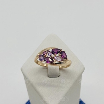 кольцо с камнями, золото 585 III Категория, вес 2.08 г.