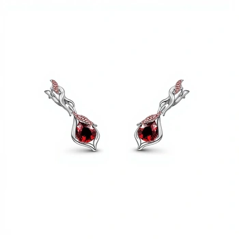 Серьги с Рубинами, серебро II категория 925, вес 5.52 г.