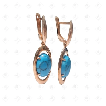 Серьги с бирюзой, серебро I категория 925, вес 6.12 г.