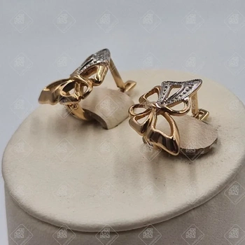 Серьги Бабочки с фианитами, золото 585 II Категория, вес 2.7 г.