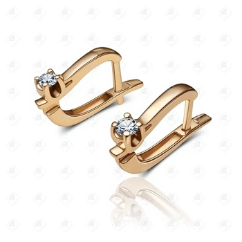 Серьги с бриллиантами, золото 585 II Категория, вес 3.35 г.