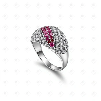 Кольцо с топазами и рубинами, серебро I категория 925, вес 6.36 г.