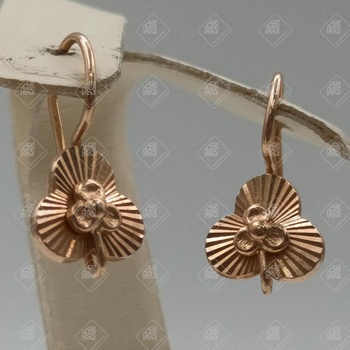 Серьги Советские "Цветок", золото 585 (14K), вес 3.84 г.